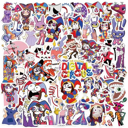 The Amazing Circus Stickers Pack 50Pcs for Water Bottle, Skateboard, Laptop, Phone, Journaling, Vinyl Decals for Kids, Toddlers, Teens, Adults