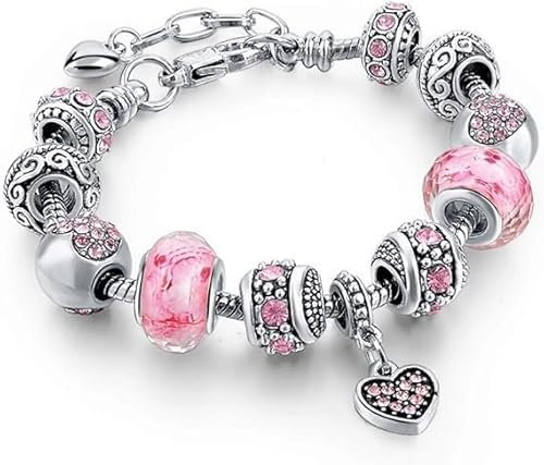 SOLPURE Metallo Bracciale, Bracciale con ciondoli regolabili, Braccialetto con Ciondolo a Forma di amore, Bracciale in Lega per Bambini, Catena Lunghezza: 19 + 4 cm