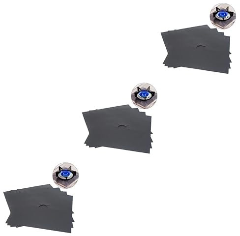 Uonlytech 3sets Non-stick Gas Hob Protector Easy Clean Oven Liner Sheets for Gas Cooktops Ovens 4pcs*3