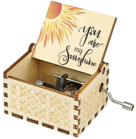 Handkurbel-Spieluhr aus Holz, Retro-Spieluhr, You Are My Sunshine-Musik, Geschenk für Kind, Ehefrau, Ehemann und Freunde (Bunt)