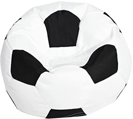 Rockible Football Beanbag Armchair Seat Cushion Cover for Living Room, Children's Bedroom, White