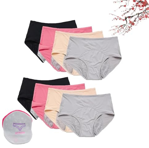 HOPASRISEE Everdries Leakproof Ladies Underwear, Everdries Leakproof Panties For Over 60 Incontinence, Women Plus Size Briefs (8PCS-J,L)