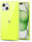 Svanove for iPhone 15 Clear Case Square Rectangle Edge, Transparent Aesthetic Trendy Girly Neon Bright Silicone Rubber Phone Case for Women, Thin Slim TPU Bumper Protective Cover, Neon Green