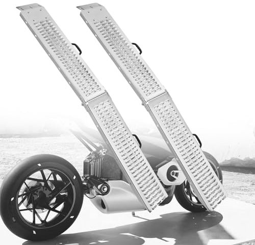 TRMLBE 2 rampe di carico pieghevoli in alluminio, con manico, portata fino a 400 kg, antiscivolo, per rimorchi, moto, ATV, quad