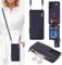 SailorTech Handyhülle für Samsung Galaxy A53 5G Etui mit Kartenfach, Samsung Galaxy A53 5G Hülle mit Verstellbarer Halskette, Samsung A53 5G Handytasche mit Reißverschluss Geldbörse-Blau