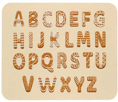 VAPOKF Gaming-Mauspad, Lebkuchen-Alphabet-Druck-Mauspad für Schreibtisch, Heimbüro, rutschfeste Gummiunterseite, Tastatur-Pad, Laptop-Schreibtischunterlage