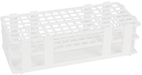 stonylab Reagenzglasständer, 13 mm 90-Plätze Weißer Kunststoffhalter-Ständer, 3-Stufiges Design und Abnehmbar, für den Laborgebrauch
