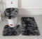 Soft Microfiber Bathroom Rugs Sets 3 Piece,Non-Slip Bath Mat Fluffy Plush Toilet Seat Cover for Bathroom,Water Absorbent Bathmat,Machine Washable (Black)