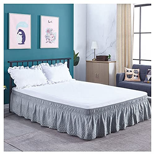 Cache-sommier gris pour très grand lit - Facile à installer - Élastique - Look épuré et élégant (180 x 200 x 45 cm)