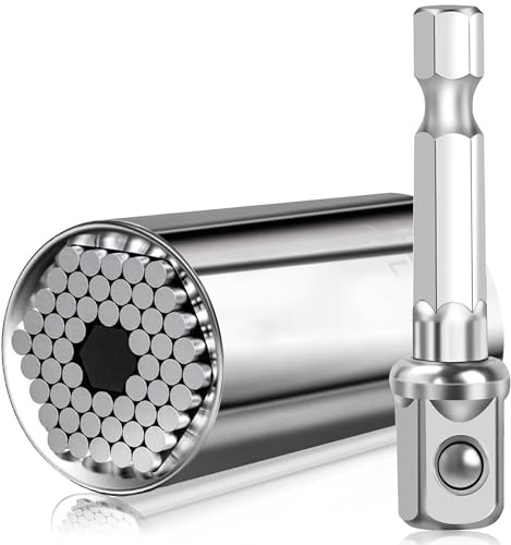 Viganoc Super Universal Socket Tools with Power Drill Adapter, 1/4 - 3/4 Standard and 7-19mm Metric, Silver