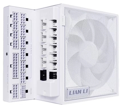 Lian Li Edge Series-1000W Full Modular Power Supply (Fan Hub Included) - Gold-ATX 3.0, 3.1-PCIE 5.1-L-Shape Design for Dual Chamber Case-120mm FDB Fan-Supports up to 4 USB Device - White (EG1000G.WH)