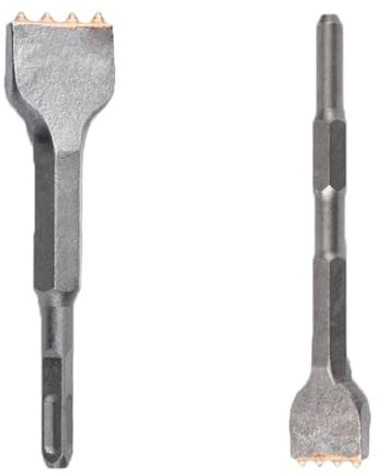 2pcs SDS Plus Tuckpointing Mortar Raking Bit, Hexagonal & Square Shank Brick Removing Bit 4 Tips Spade Scraping Chisel for Concrete Tile Masonry
