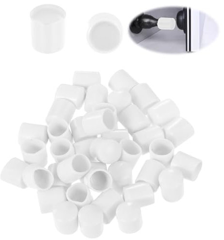 cobee 40 Pcs Door Stop Rubber Tip Replacement, 0.39inch Rubber Door Stopper Spring Door Stop, Door Stoppers for Wall and Floor Protection(White)