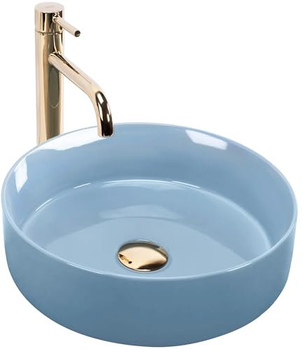 GTM Design Aufsatzwaschbecken Modern Waschbecken ohne Hahnloch - Elegant Aufsatzwaschbecken Oval für Badezimmer und Gäste WC - nur Bad Waschbecken - Modell 11
