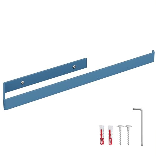 HOLZBRINK Porta asciugamani bagno da parete blu 444x72 mm | Appendi asciugamani per bagno, bidet | Porta salviette grande da muro