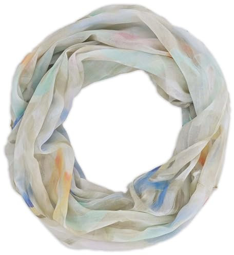 styleBREAKER Damen Loop Schal mit Brushstroke Herz Muster | luftiger Schlauchschal | weiches Halstuch für Frühling und Sommer aus Viskose 79 x 49 cm, Farbe:Beige-Mint
