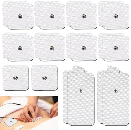 Roinaid 22-Teiliges Set für Tens Elektroden Pads Elektroden für Tens Gerät Druckknopfdesign Wiederverwendbar Selbstklebend Ersatz für Die Elektrotherapie (5 X 5 cm/5 X 10 cm)