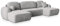 Masseno Ecksofa Savona K mit Schlaffunktion U-Form, Sofa mit Bettkasten, Wohnzimmersofa, Couch, Soffa, Bettsofa, Couchgarnitur- Hellgrau, Paros 05