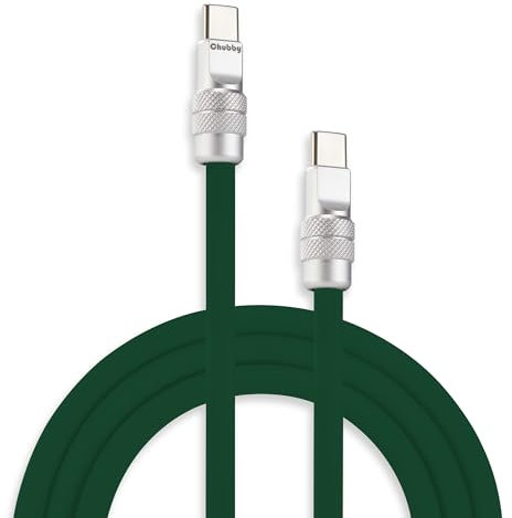 chubbycable Chubby 2.0 Fast Charging Cable Durable Soft Silicone USB C Cable 240W Extra Thick Phone Charger Cord Data Transfer Cord, Dark Green, Type-C to Type-C, 3.3 FT