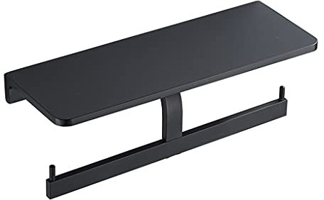 Porte-Papier Toilette avec Tablette pour téléphone, Noir Mat, Accessoires de Salle de Bain en Acier Inoxydable, Porte-Serviettes