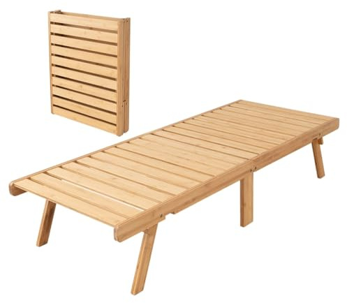 EMOOR Klappbares Bambus-Lattenbett WABINE Tagesbettgröße 70 x 180 cm für Japanische Futonmatratze, Leicht Sofort Nutzbar Sauber & Atmungsaktiv Platzsparend