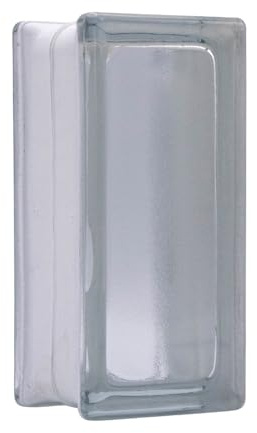Basic Glasbaustein Halbstein Riva, 19x9x8 cm - 10 Stück | Glasbaustein, Halbstein, riva, 10 Stück, satiniert, klar, 19x19x8 cm