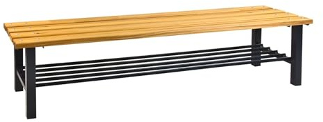 Abrollwerk Umkleidebank 200x40x42 cm – Sitzbank mit Schuhrost – Massives Buchenholz & Stahlgestell – Robuste Garderobenbank für Sport, Fitness, Schule & Betrieb – Turnbank Sozialraumbank