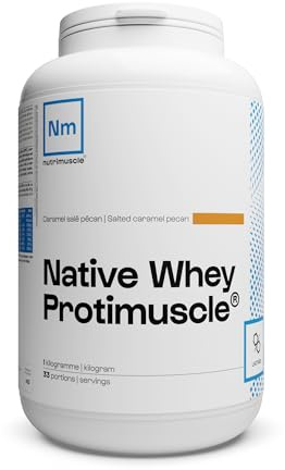 Nutrimuscle Whey Native Protimuscle 1 Kg Caramel Salé Pécan | Mix Protein Whey Native + Caséine - Prise de muscle, Sèche & Perte de poids - Idéal en postworkout ou collation - Musculation