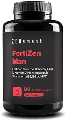 FertiZen Men - Ubiquinol, DHA, L-Karnitin & Zink - 90 Kapslar - Zenement | Zink bidrar till normal fertilitet och reproduktion - med Olivolja & Vitamin B6, B9 & B12