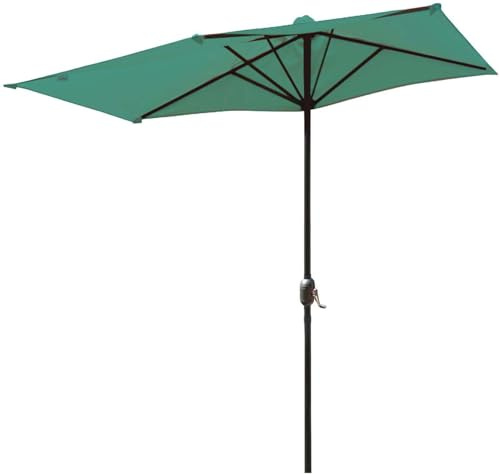 YNJJKA Sombrilla Media Pantalla Medio Circulo Mediana Playa 250 Cm Terraza Sonnenschirm Stahl Con Manivela Para Jardín Parasol Pared Protección Impermeable Balcón Crema, Sin Base(Verde)