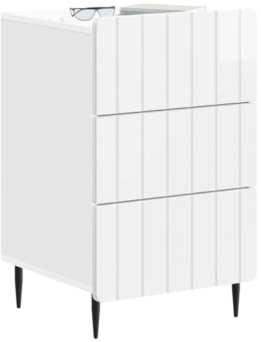 vidaXL Nachttisch Hochglanz Weiß 43 x 41 x 68 cm Holzwerkstoff, Stylische Nachttische, Moderne Schlafzimmertische, kompakte Aufbewahrung, Coole Deko für Dein Wohnzimmer