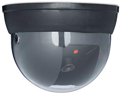 Relaxdays Dummy Kamera Dome mit LED-Licht, mit verstellbarem Kamerawinkel, Sicherheitskamera, Dummy Camera, schwarz, 1 Stück (1er Pack)