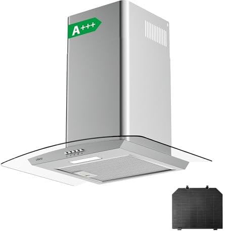 CIARRA CBCS6506B Campana Extractora Cristal 60- cm 650 m³/h Clase Amásmás 3 Velocidades-Evacuacióny Recirculación por Filtro de Carbón-Acero Inoxi, CBCF004