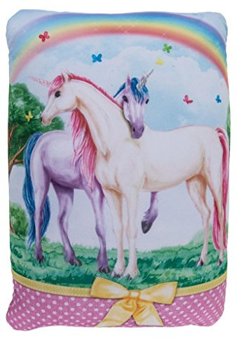 Objektkult Relax-Kissen Einhorn und Regenbogen, Maße (H x B x T): 35 x 25 x 13 cm, Material Hülle: 100% Polyester, Material Füllung: 100% Styropor-Kügelchen, Modell:Einhornpaar Schleife gelb