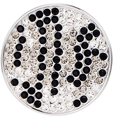 Morella Damen Schmuckmünze Coin 33 mm Zirkoniastein-Muster schwarz-Silber-grau