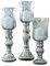 Loberon Windlicht 3er Set Celestin, handgefertigt, feiner Diamantschliff mit kleinen Sternchen, romantischer Shabby-Chic, Kerzenhalter, Glas, antiksilber/klar