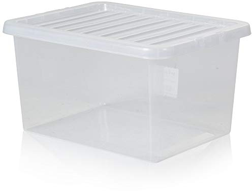 Wham Aufbewahrungsbox mit Deckel, Kristall, 31 l | Transparente Wände ermöglichen sofortige Sichtbarkeit des Inhalts, während der sichere Deckel zum Aufstecken staubfrei hält.