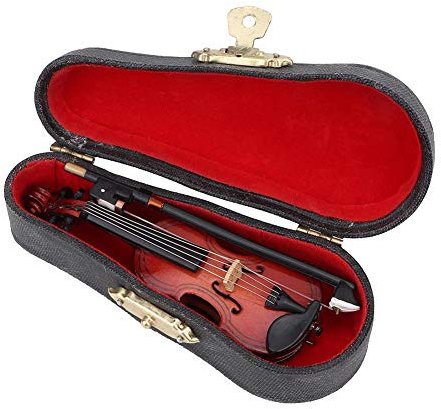 Miniatur Violine Modell, 1:12 Puppenhaus Mini Holzinstrument Violine Modell Mit Box Wohnkultur und Musikliebhaber Beste Kinderzimmer Dekoration
