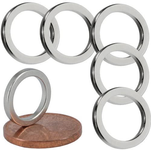 Neodym Magnet Mini Rigmagnete Mit Loch Bohrung 9mm Ringmagnet 12mm x 1,5mm Scheiben Magnete Stark - Flach Rund -Stark (5)