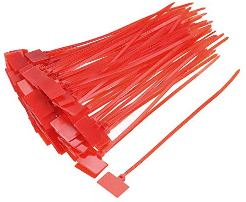 sourcing map Cable Zip Ties 6 Inch Label Tag Mark Self-Locking Nylon Wire Strap Red 50pcs
