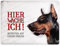 Metallschild XL mit Dobermann Motiv und Spruch: Betreten auf eigene Gefahr - Hier wache ich!