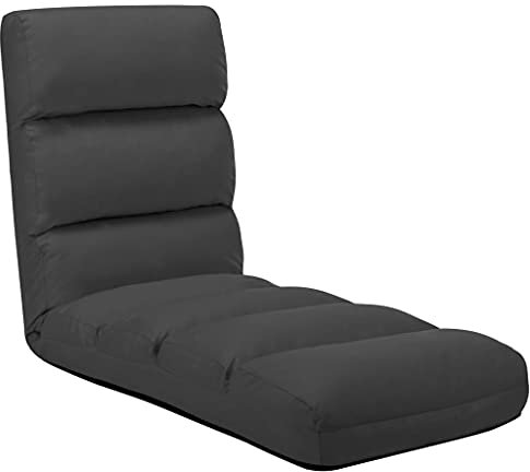 vidaXL Bodenstuhl Faltbar Schlafsessel Sessel Sofastuhl Lounge Bodensessel Liege Bodenkissen Sitzkissen mit Rückenlehne Anthrazit Kunstleder