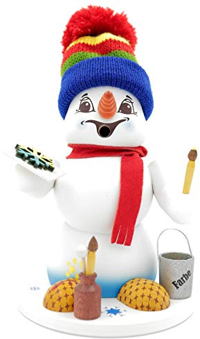 Kuhnert - Erzgebirgische Holzkunst Räuchermann Räucherfigur Schneemann 19cm - Maler