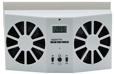 MACHSWON Solar Car Fan, Car Window Fan, Solar Powered Car Exhaust Fan, Car Radiator Fan, Energy Saving Air Vent Air Purifiers Car Ventilator, Solar Car Front/Rear Window Exhaust Fan(White)