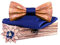 HZQIFEI Jeu de Nœud Papillon en Bois, Noeud Papillon Bois avec Carré de Tissu et Broche en Bois pour Cadeau, Réception, Mariage (C7, 3Pcs)