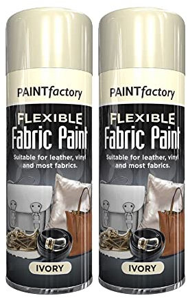 Classic Signature 2 x Flexible Fabric Ivory 200ml /1x Pair of Disposable Gloves, Spray Paint Leather Vinyl Textile Clothes Fast Drying by Swiss Signature