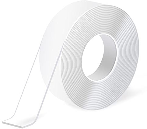 Art3d - Nastro biadesivo resistente in schiuma (300 cm), multiuso, rimovibile, riutilizzabile, trasparente, per incollare oggetti, uso domestico