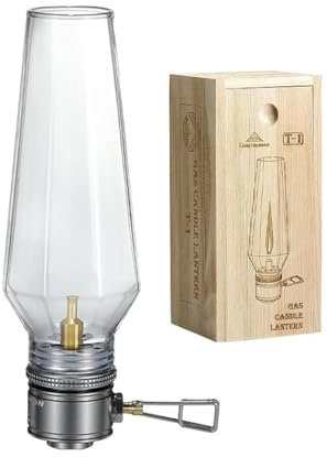 Campingmoon Kernlose Kerzenlichtvergaserung Zelt Gaslampe Atmosphäre Camping Gaslaterne Mit Hölzernen Laternenkoffer T-1