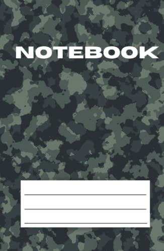 Camouflage Notebook 120 Pages with Rugged Sewn Case Binding Black Single Line College Ruled