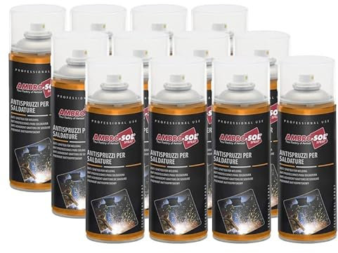 Bomboletta Spray Antispruzzi per Saldature da 400ml, protegge ingranaggi, previene la formazione di corrosione, spray per saldatrice evita Adesione di Scorie e Gocce di Saldatura Varie Quantità (12)